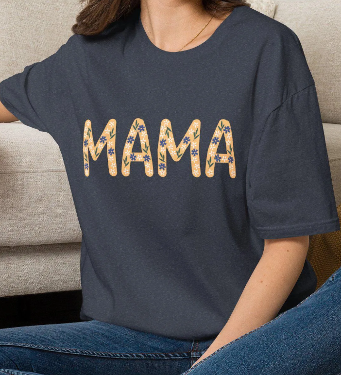 Floral MAMA Name Tee T-Shirt 