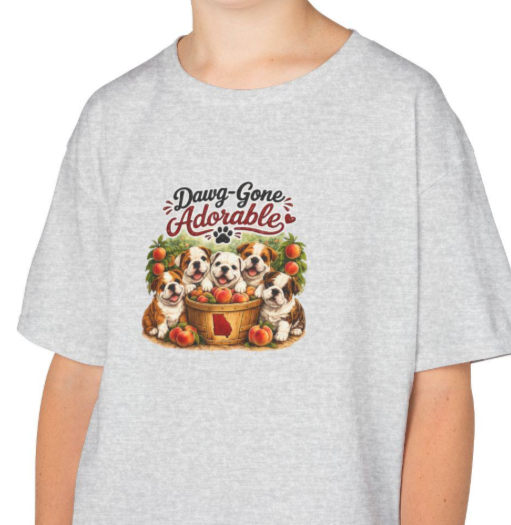 Kids Bulldog Puppy Georgia Peach T-Shirt, Southern Charm Youth Top