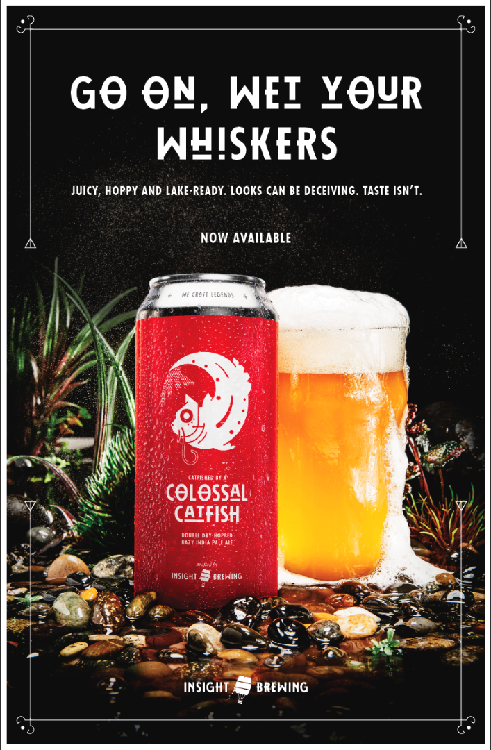 Colosal Catfish advertisment to feature in The Growler. Ad Design + Can Design + Illustration: Jack Boyum Photography: Paul Lundquist Creative Direction: Eric Weiss