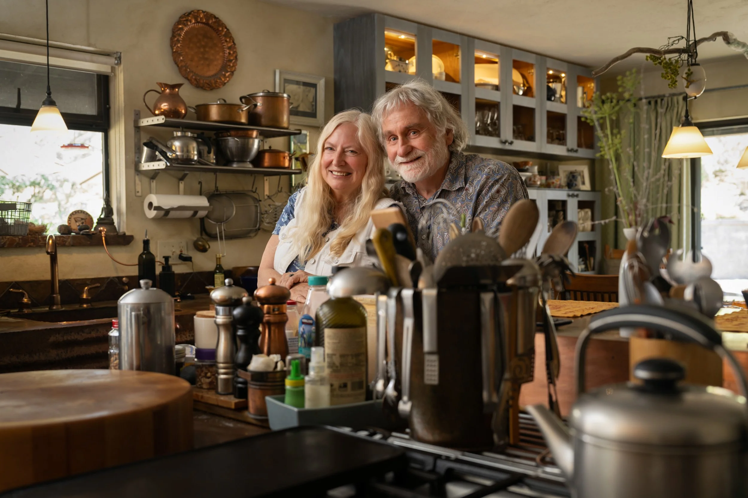 Heirloom portrait of happy couple in their family kitchen