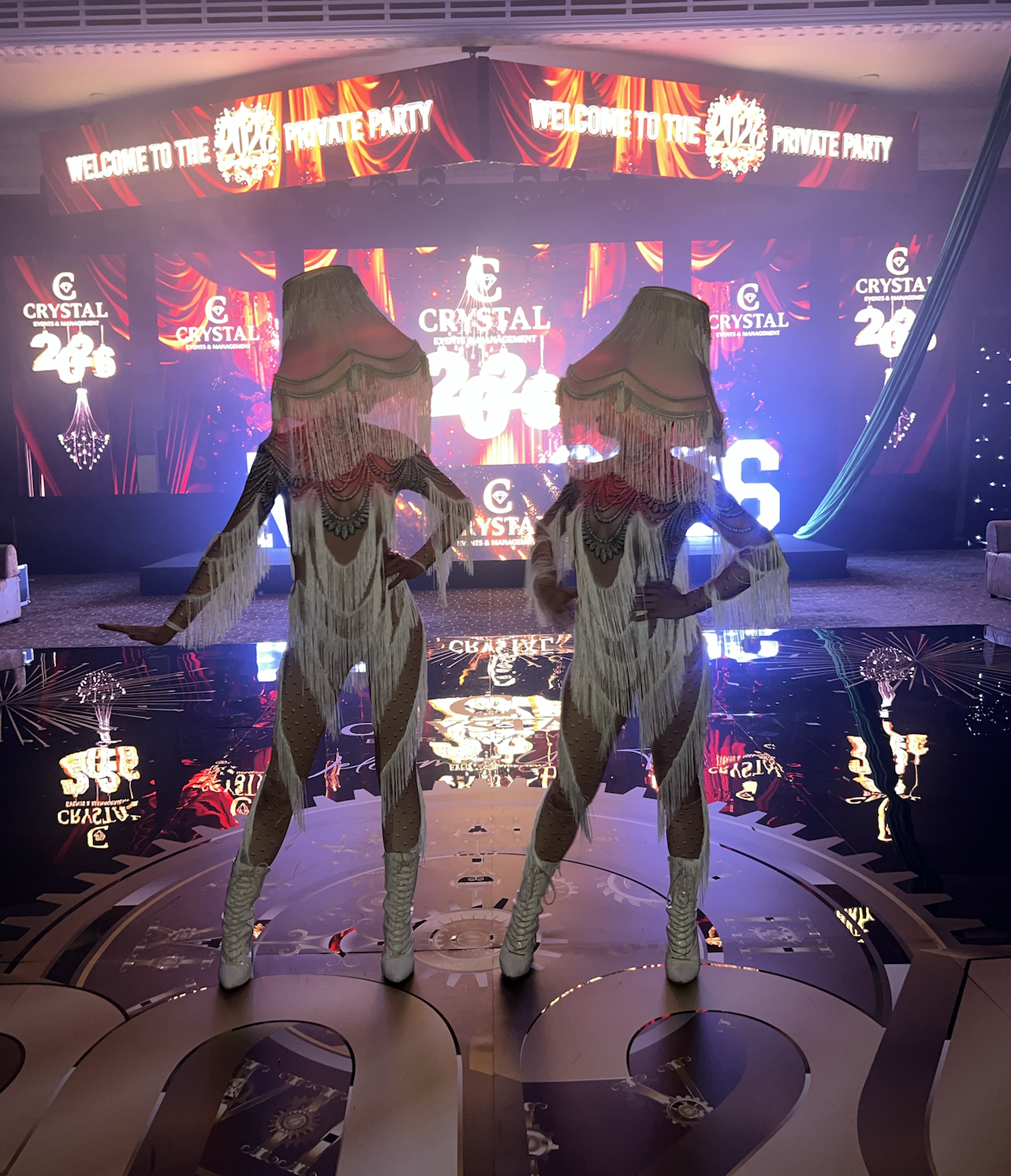 white lampshade ladies 