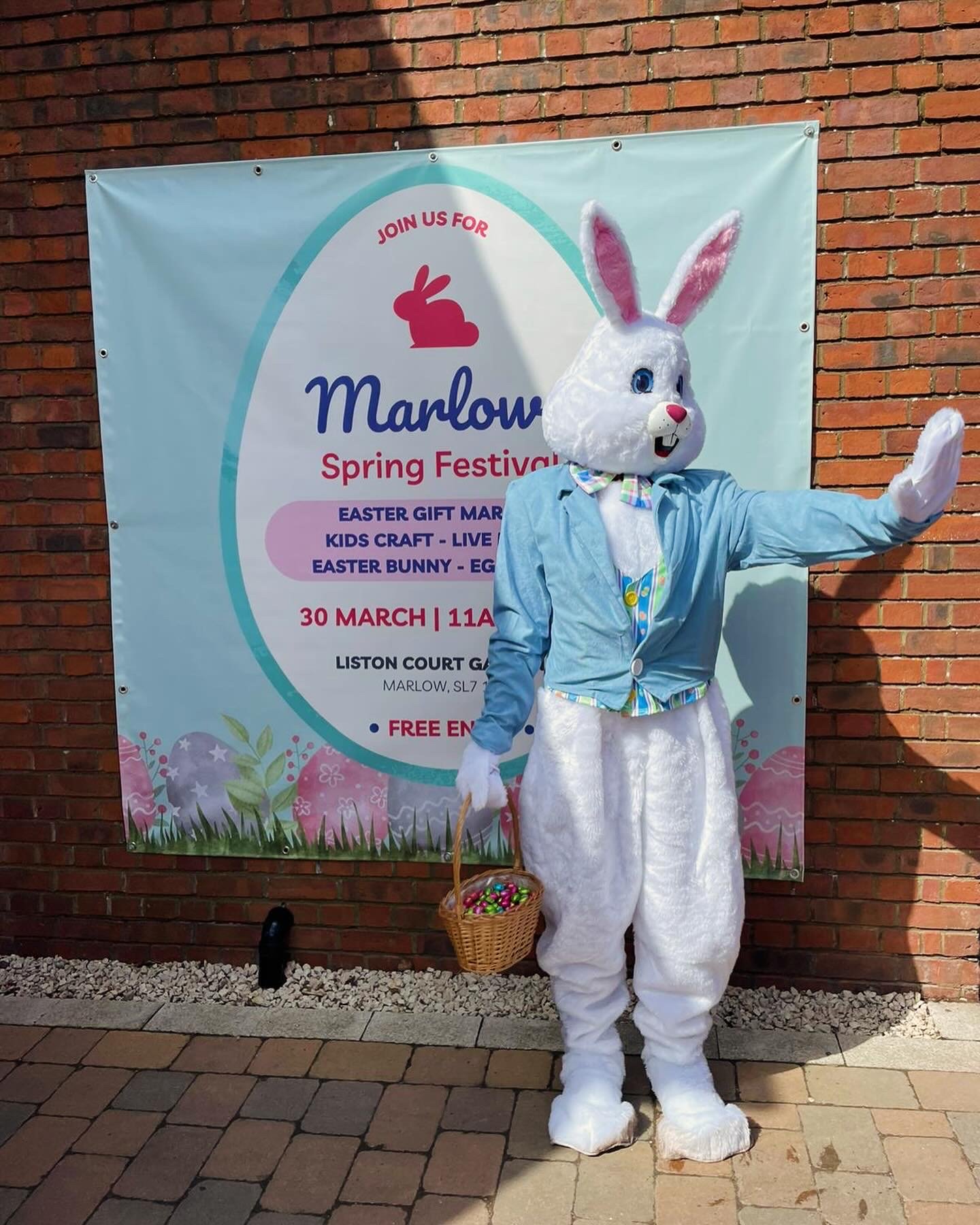 Easter Bunny Mascot at Marlow Spring Festival in Liston Court Gardens 