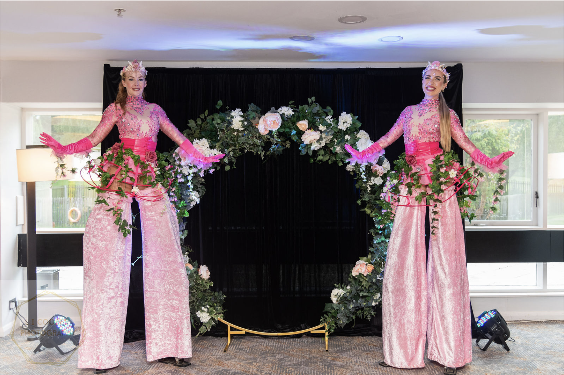 Floral stilt walkers at Little Miracles Charity Ball at Delta Hotels Peterborough