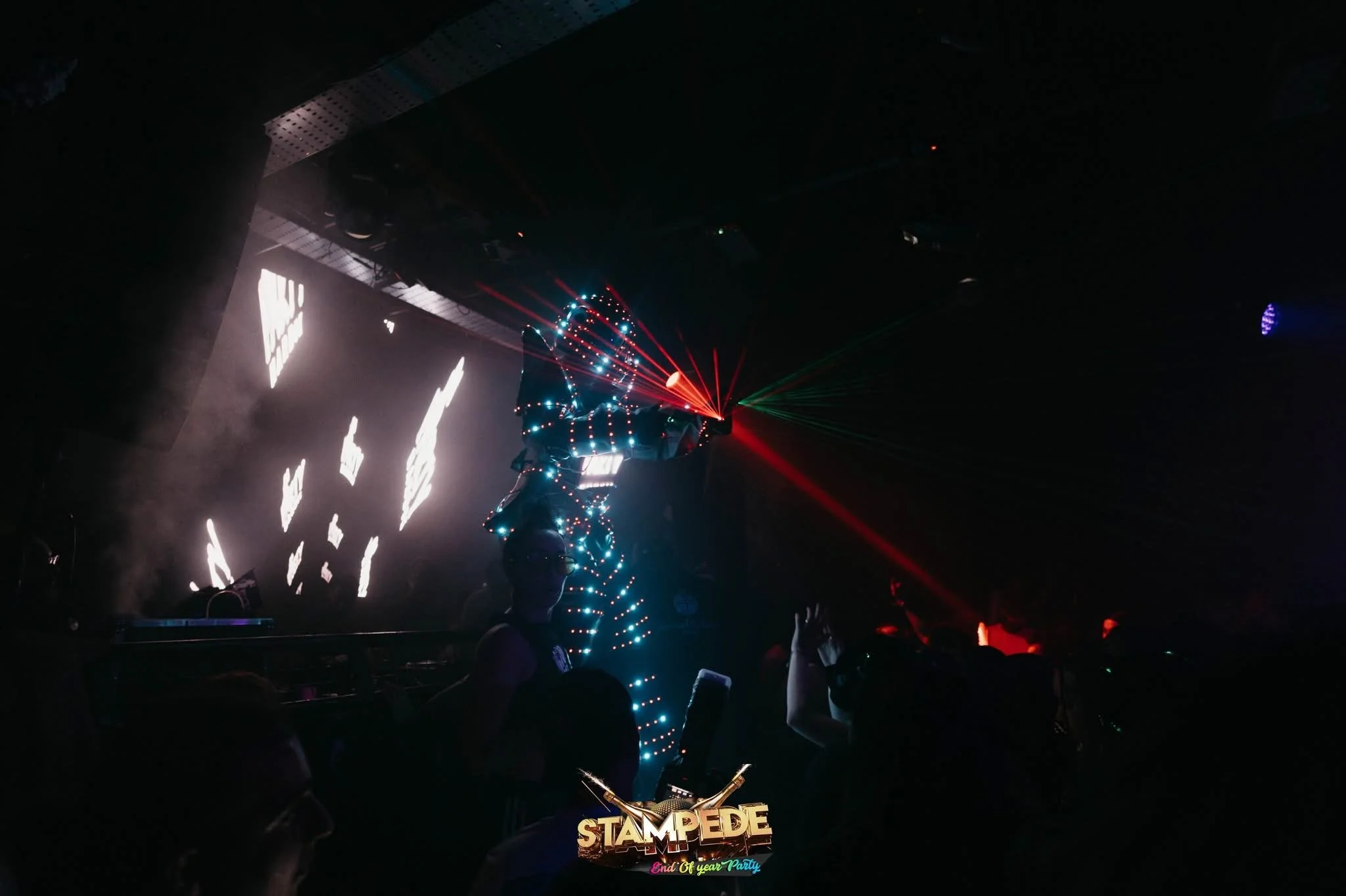 glowbot stilt walker at egg London 