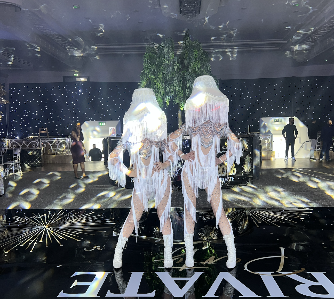 white lampshade ladies dancers at crystal Hayes glitz and glam