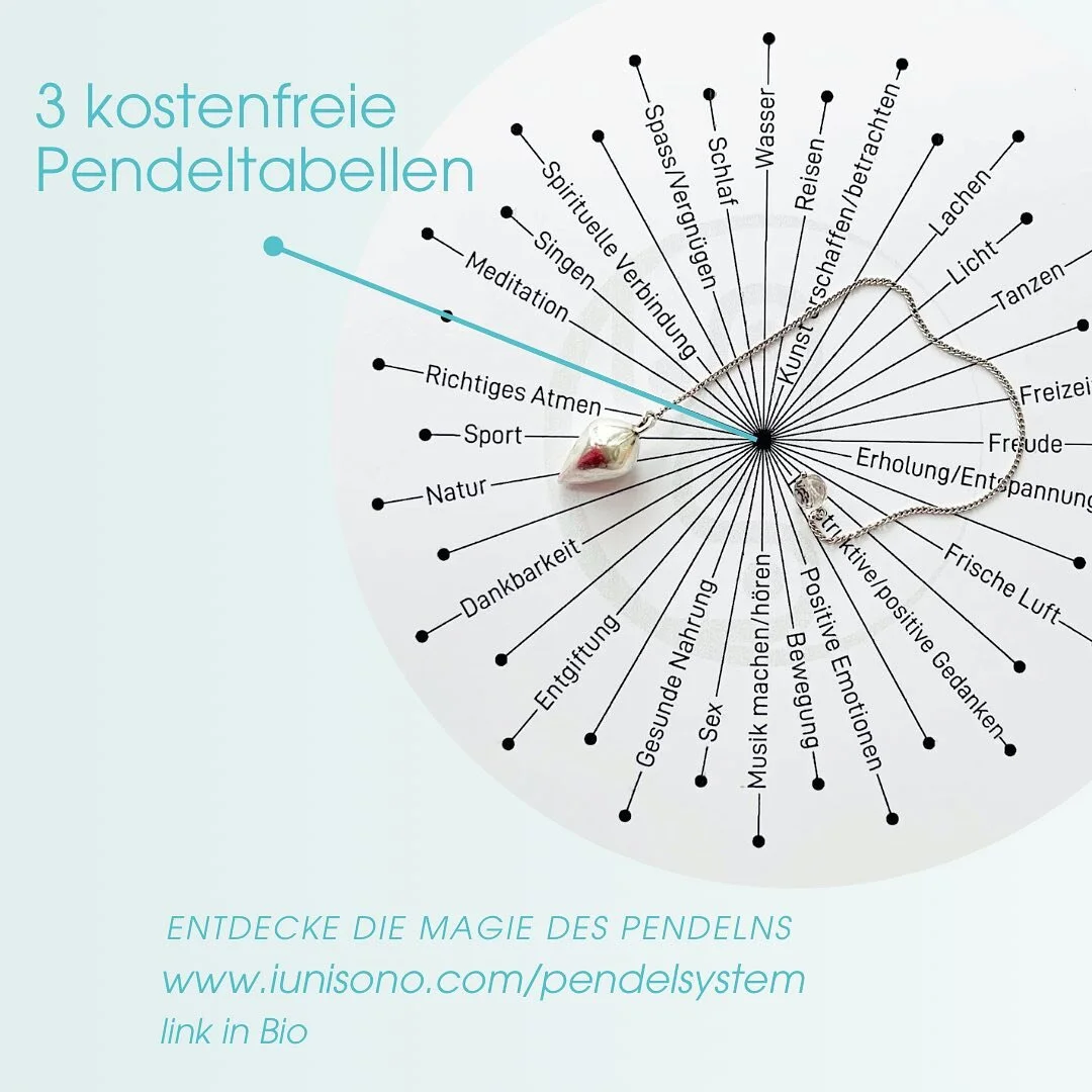 Entdecke die Magie des Pendelns! 🌀 Ich habe 3 kostenfreie Pendeltabellen f&uuml;r dich auf meiner Website bereitgestellt, um dir den Einstieg in die Welt der energetischen Heilung zu erleichtern. Egal, ob du gerade erst beginnst oder schon Erfahrung