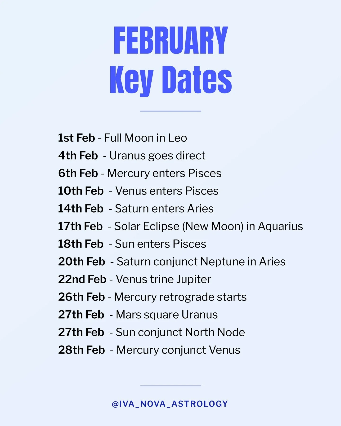 February Key Dates - we are in for one of the wildest months of 2026 with Saturn entering Aries, Solar eclipse in Aquarius coinciding with the start of the new Lunar Year, as well Mercury retrograde and of course the Saturn - Neptune conjunction on 2