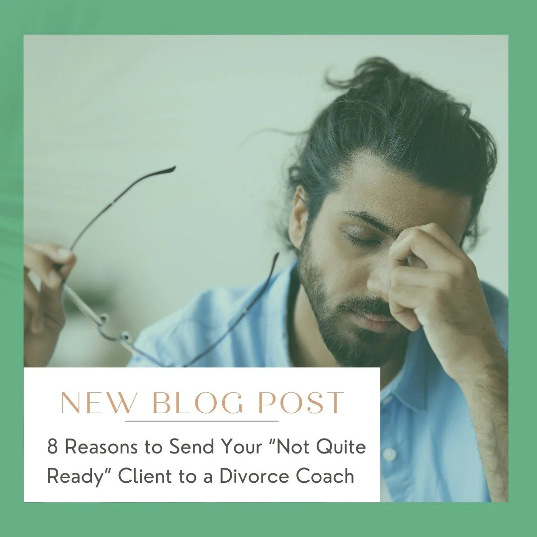 Full Blog post at the link in my bio (click Blog)...

This one is for all the caring family law attorneys, mediators, and financial neutrals who want to better understand when to refer a client to a coach. 

A potential client sits across from you&md