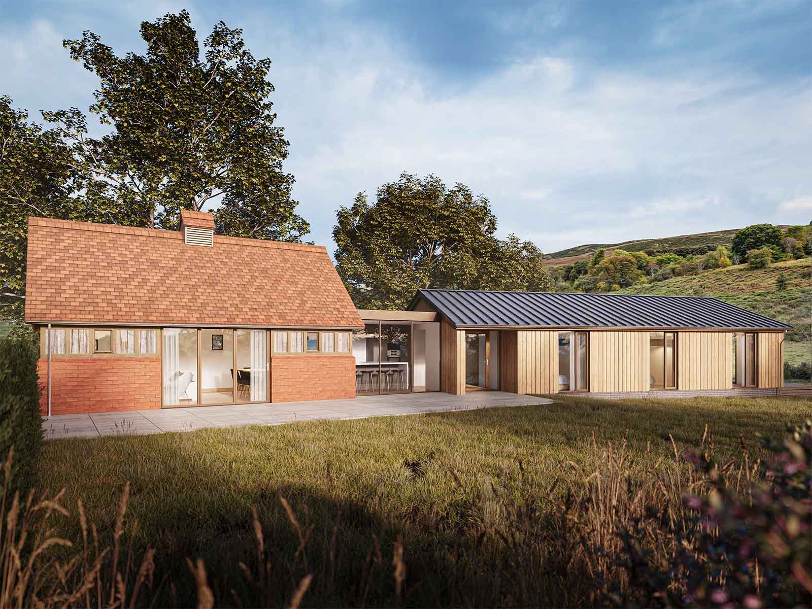 Historic Building Restoration – Evening Exterior View, Denbighshire