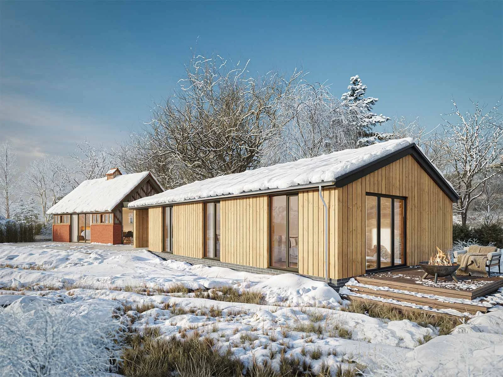 Historic Building Restoration – Timber Extension Winter View, Denbighshire