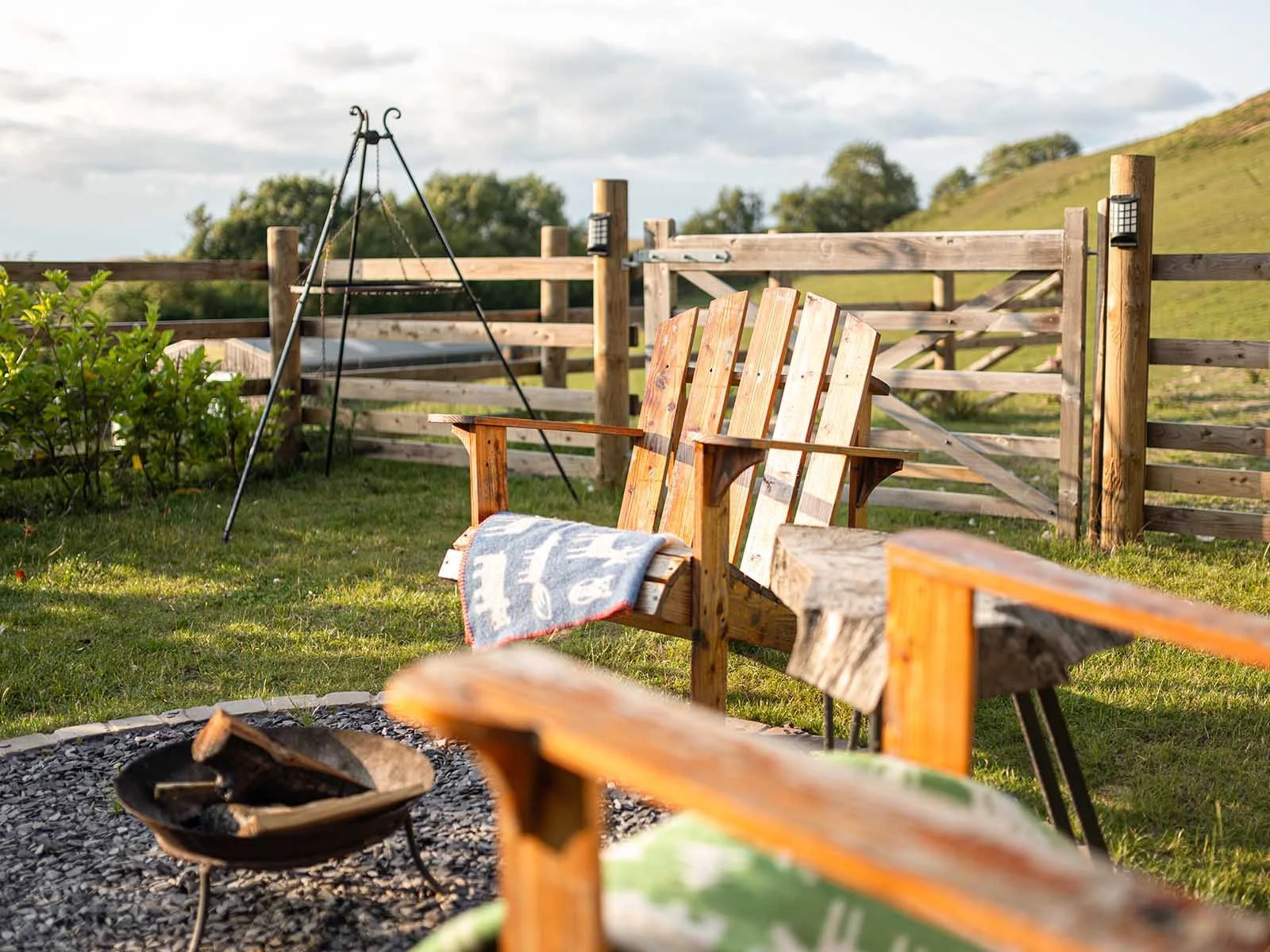 Shepherd Hut Design Firepit Seating Area