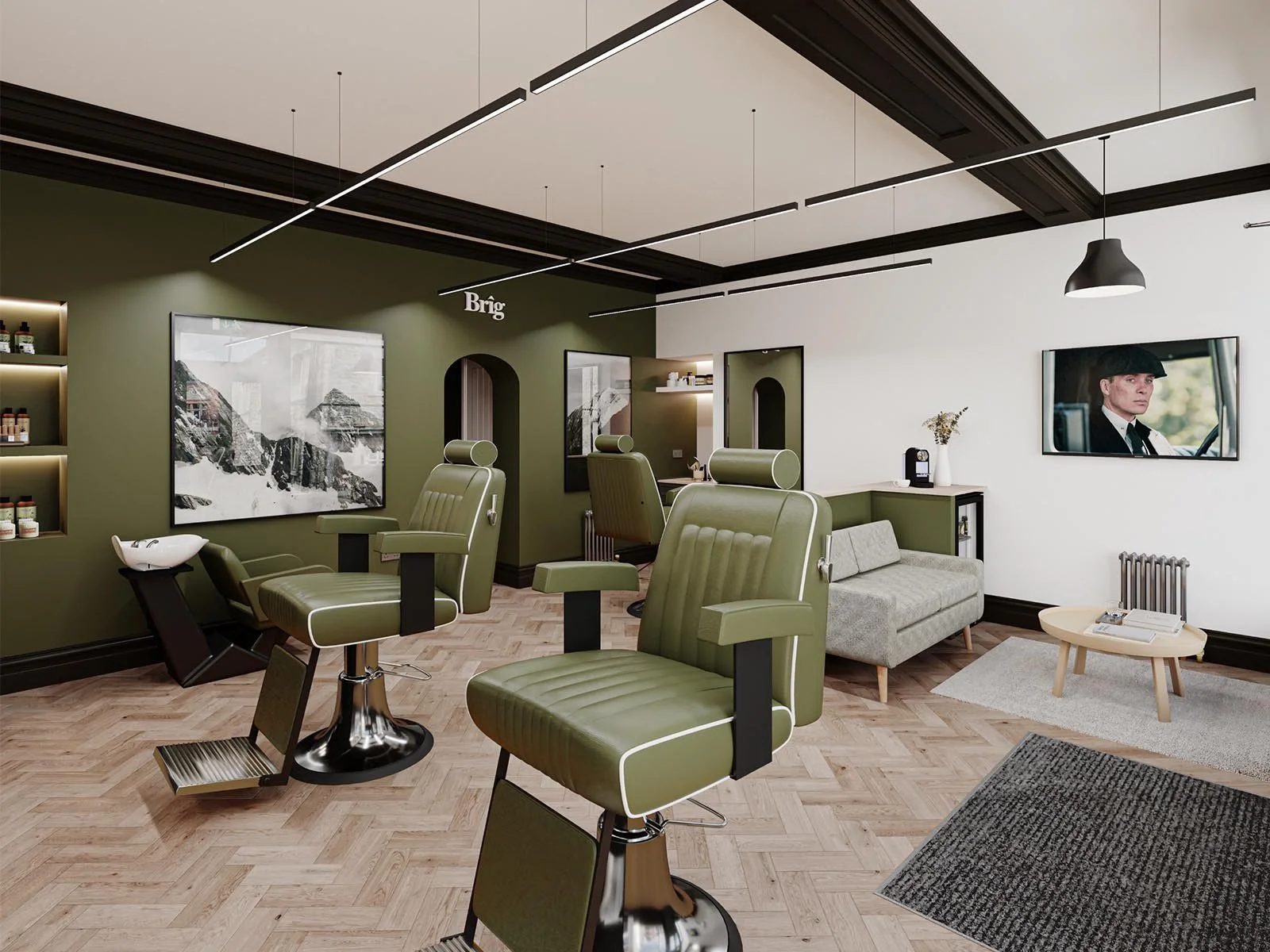 Shop Design Barber Shop Interior Styling Area