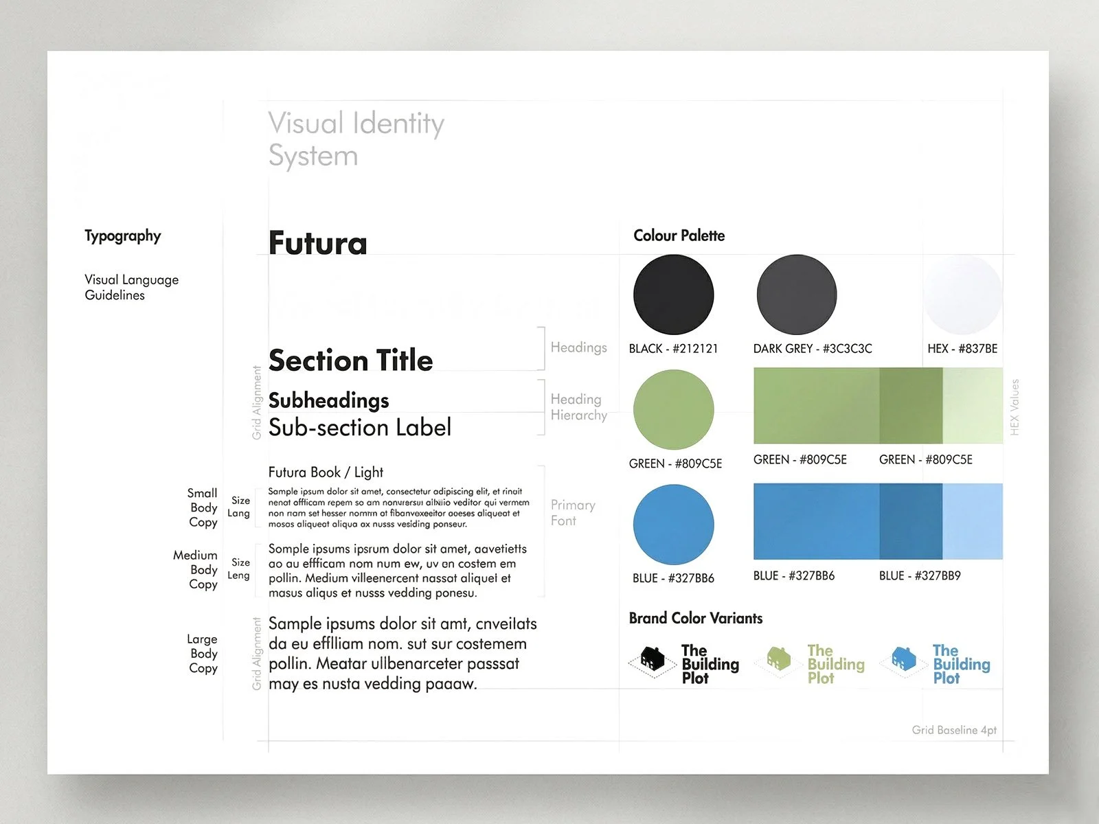 Visual identity system (typography + colours)