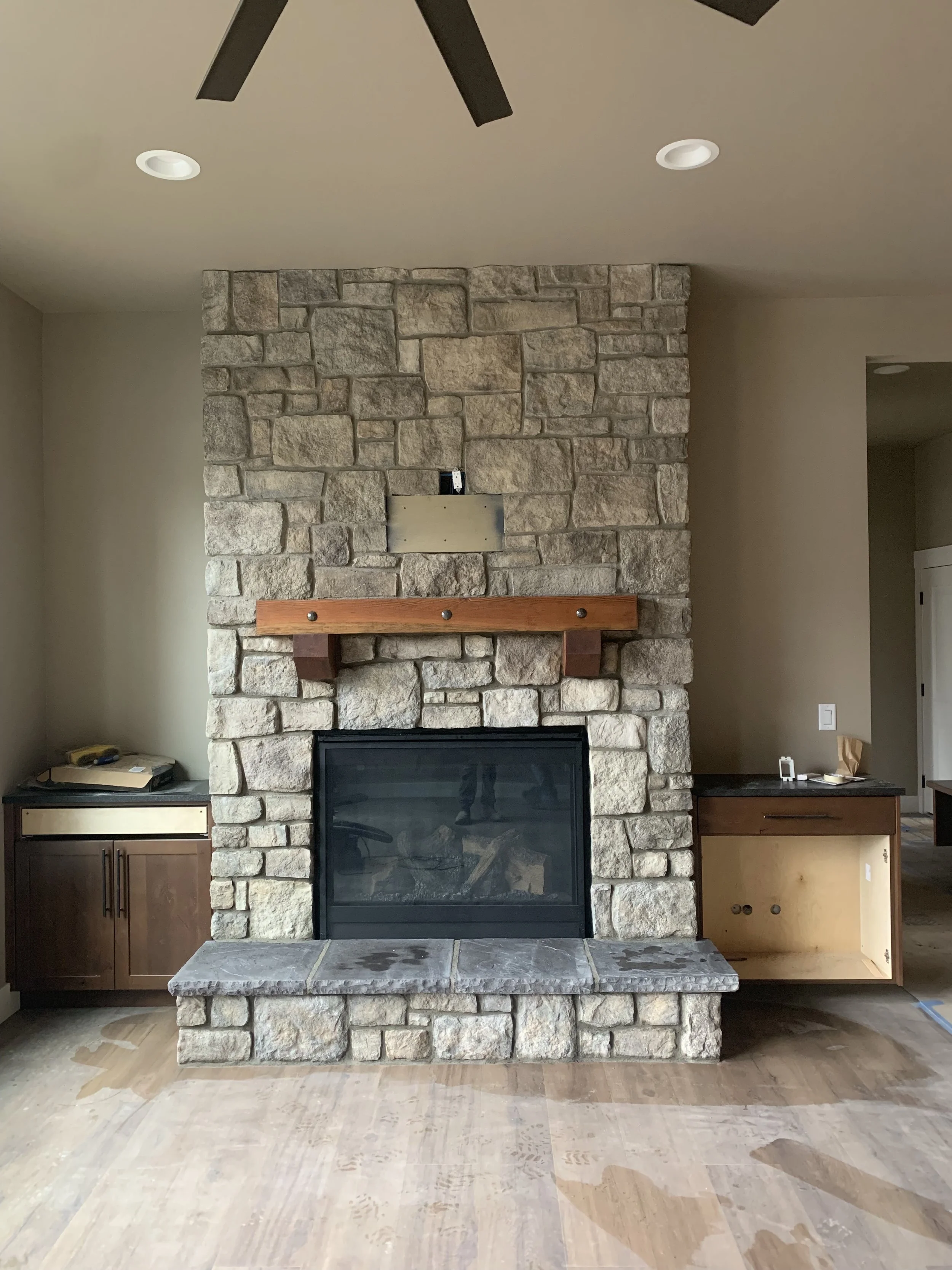 custom stone fireplace in Eugene Oregon