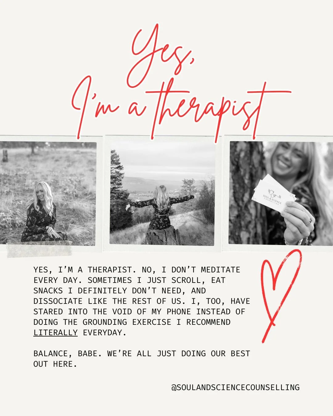 Yes, I&rsquo;m a therapist. No, I don&rsquo;t meditate every day. Sometimes I eat snacks I definitely don&rsquo;t need, scroll way too much, and let myself fall into the void of dissociation instead of completing my to-do-list. I, too, have skipped t