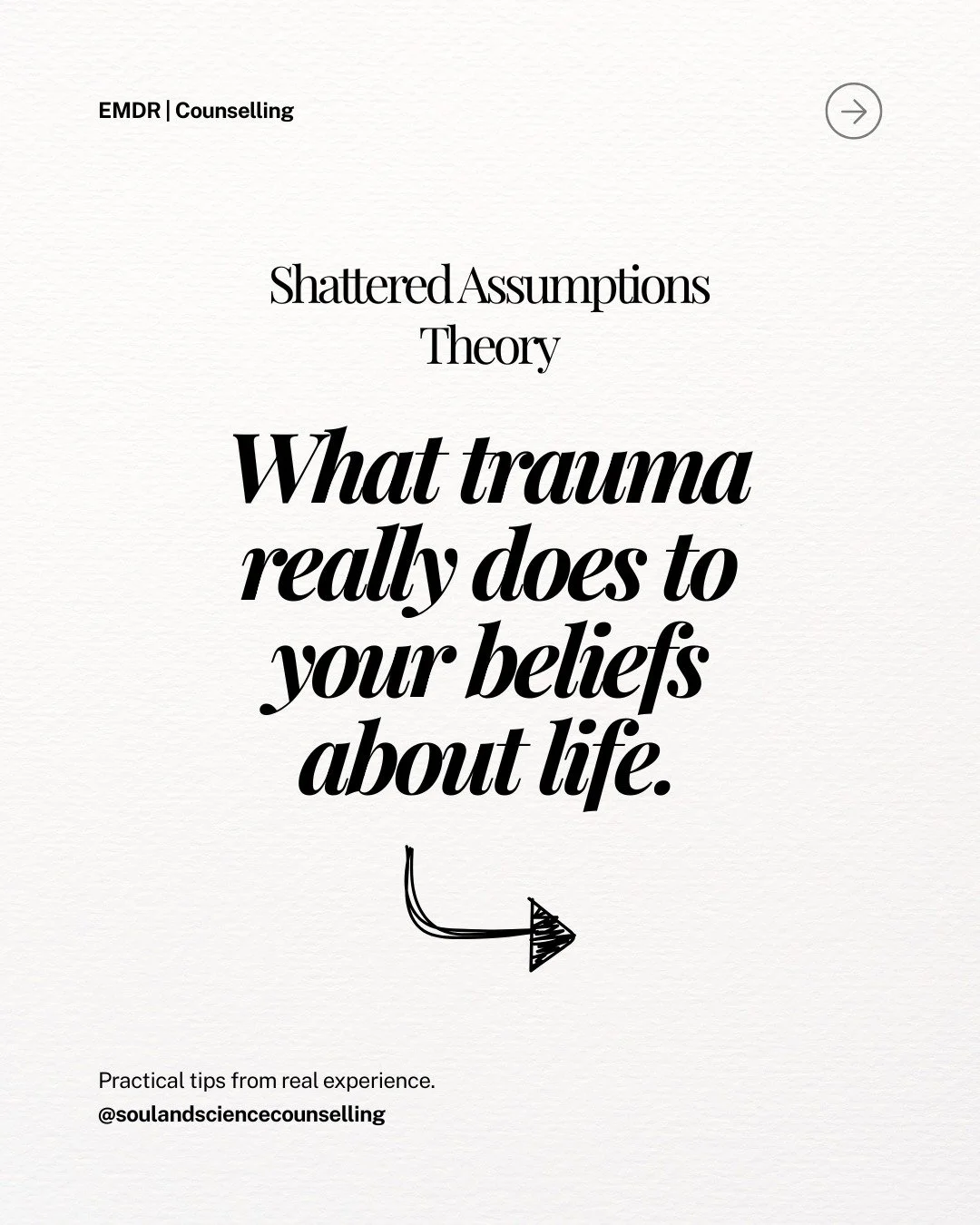 Trauma doesn&rsquo;t just hurt your feelings or shake your confidence. It cracks the way you understand the world.

💔 Shattered Assumptions Theory basically says this:
When something overwhelming happens, the beliefs you once trusted&mdash;&ldquo;pe
