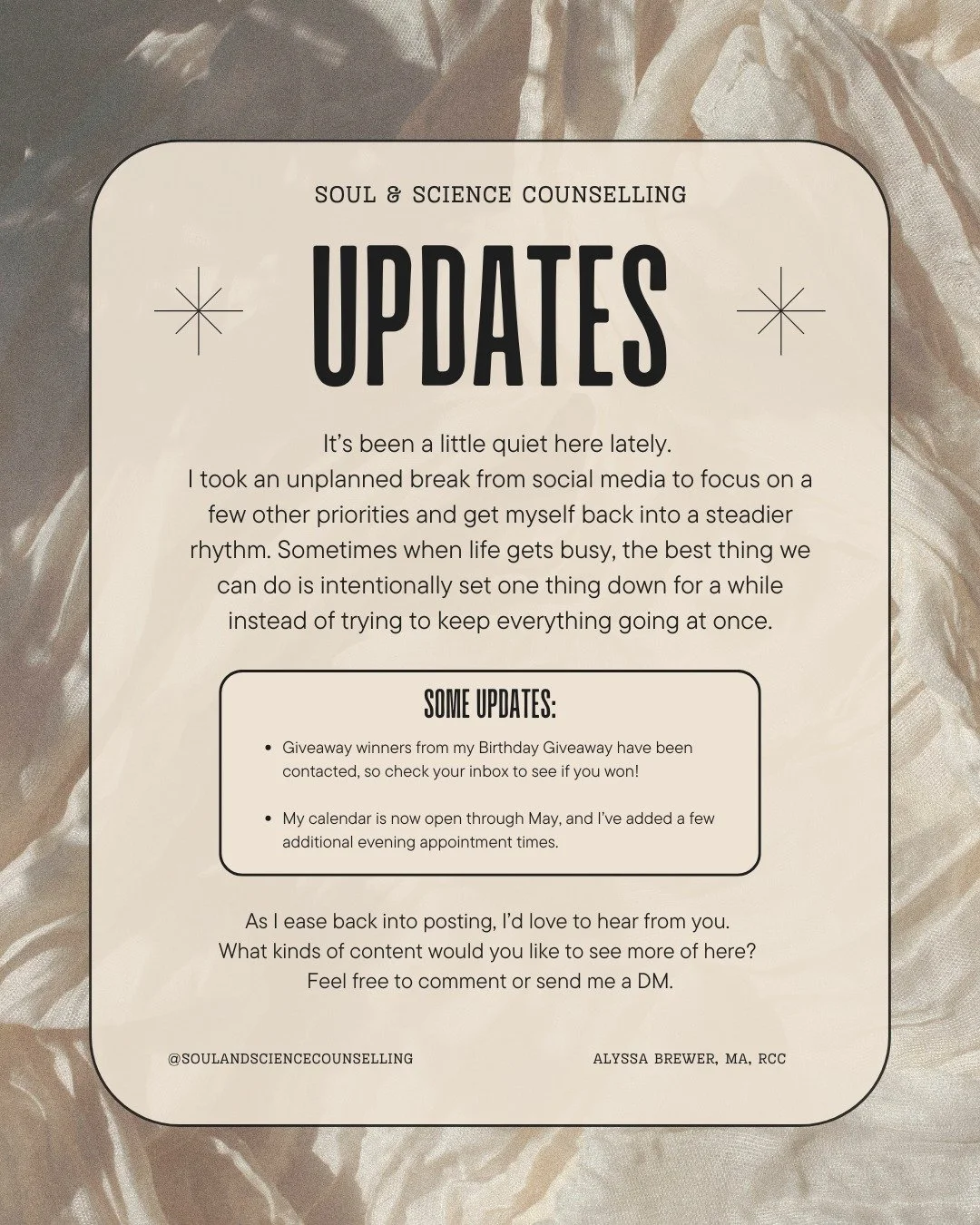 Well&hellip; it&rsquo;s been a minute.

I took an unplanned break from social media.

If you&rsquo;ve worked with me, you&rsquo;ve probably heard me say some version of this: when you&rsquo;re juggling too many things, it&rsquo;s better to set one th