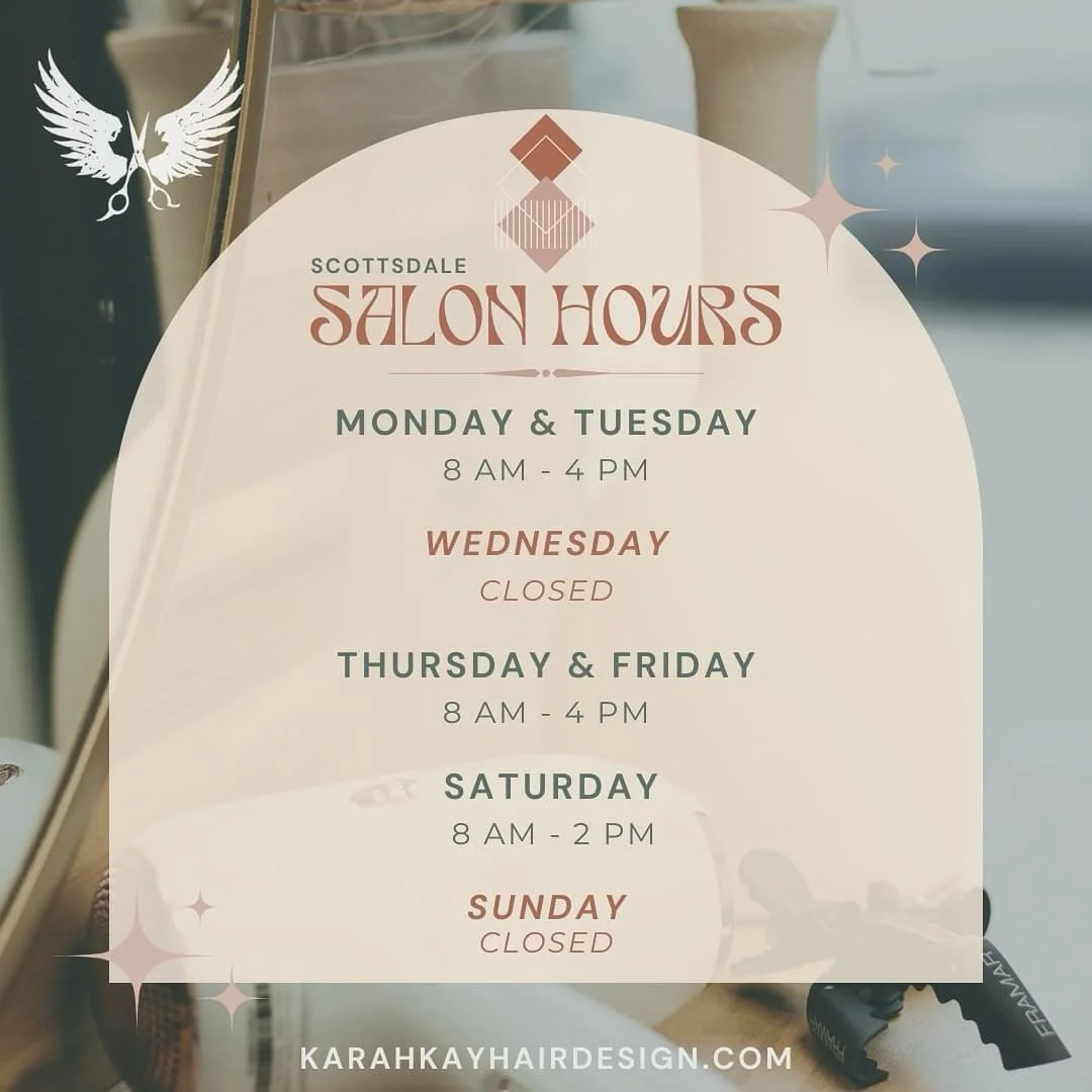 ⭐️SCOTTSDALE⭐️ My books are officially OPEN with availability beginning DECEMBER 9th! 

You can book your appointment at karahlemieux.glossgenius.com or scan the QR code below for direct access to my booking app.

I offer haircutting, coloring, styli