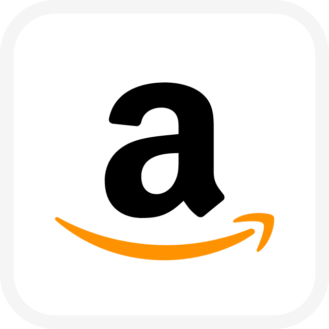 Amazon logo with a black lowercase 'a' and an orange arrow curved upward underneath.