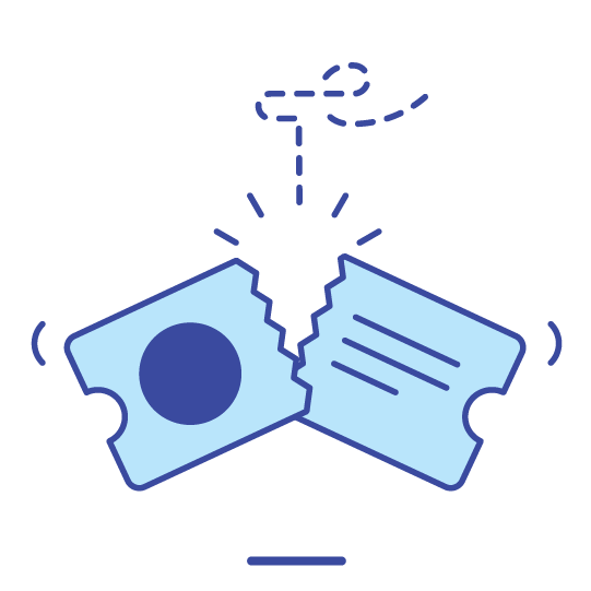 Illustration of two broken credit cards with a fuse, symbolizing a financial or security breach.