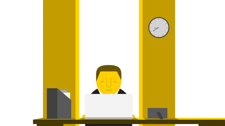 It’s 8:40am. Kevin sits at his desk in his office on the 25th floor in the World Trade Center.
