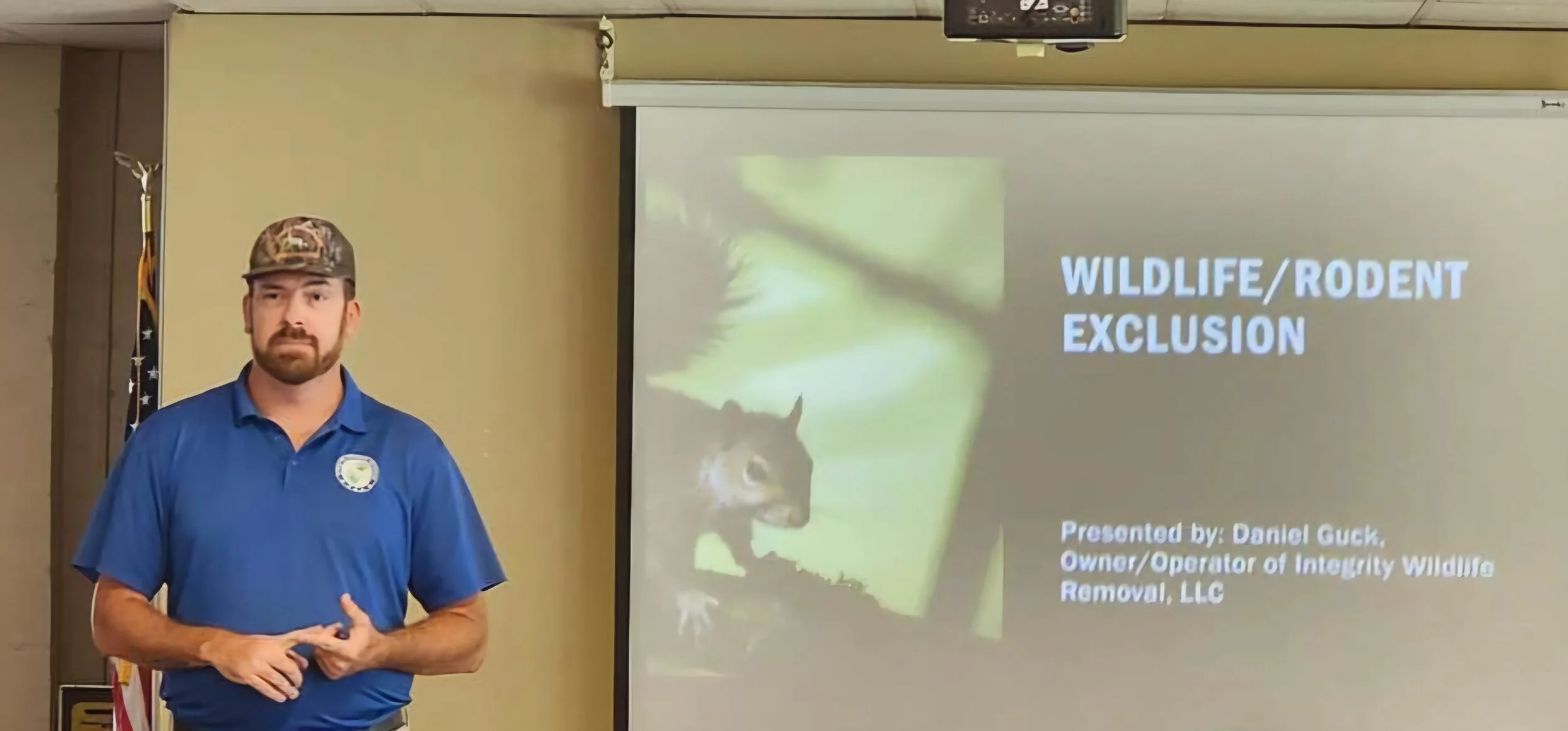 Owner of Integrity Wildlife Removal teaching professional wildlife exclusion and rodent proofing techniques in Central Florida.