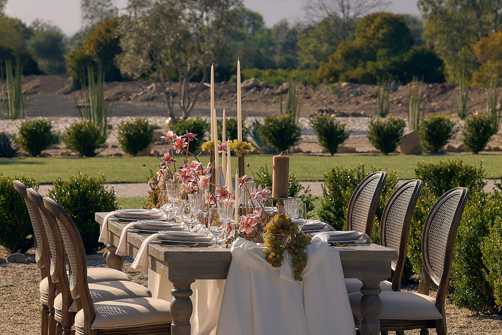 Luxury Tablescape in the gardens of Topa Vista