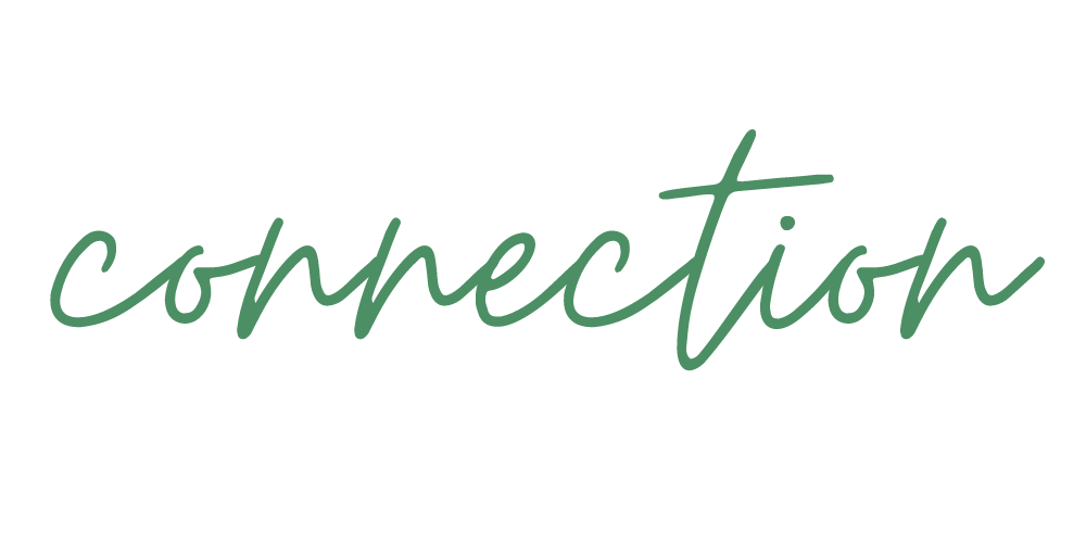 The word 'connection' written in green cursive text on a black background.