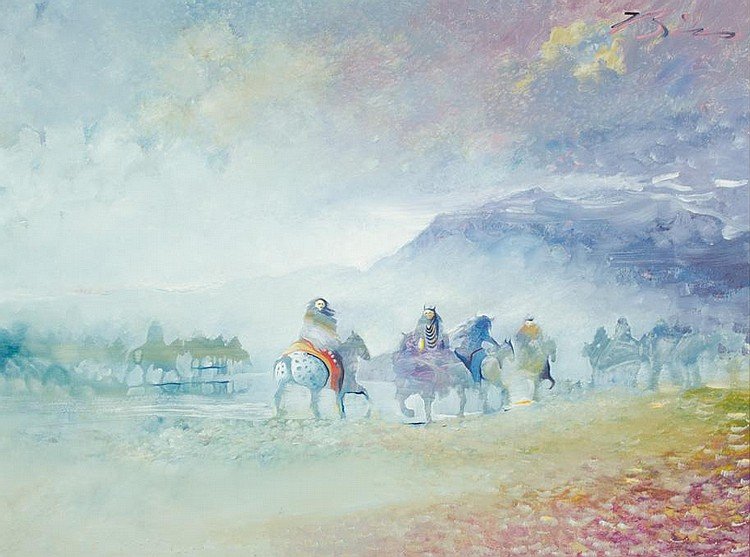 Spotted Horse and Friends at Misty Dawn | 1988