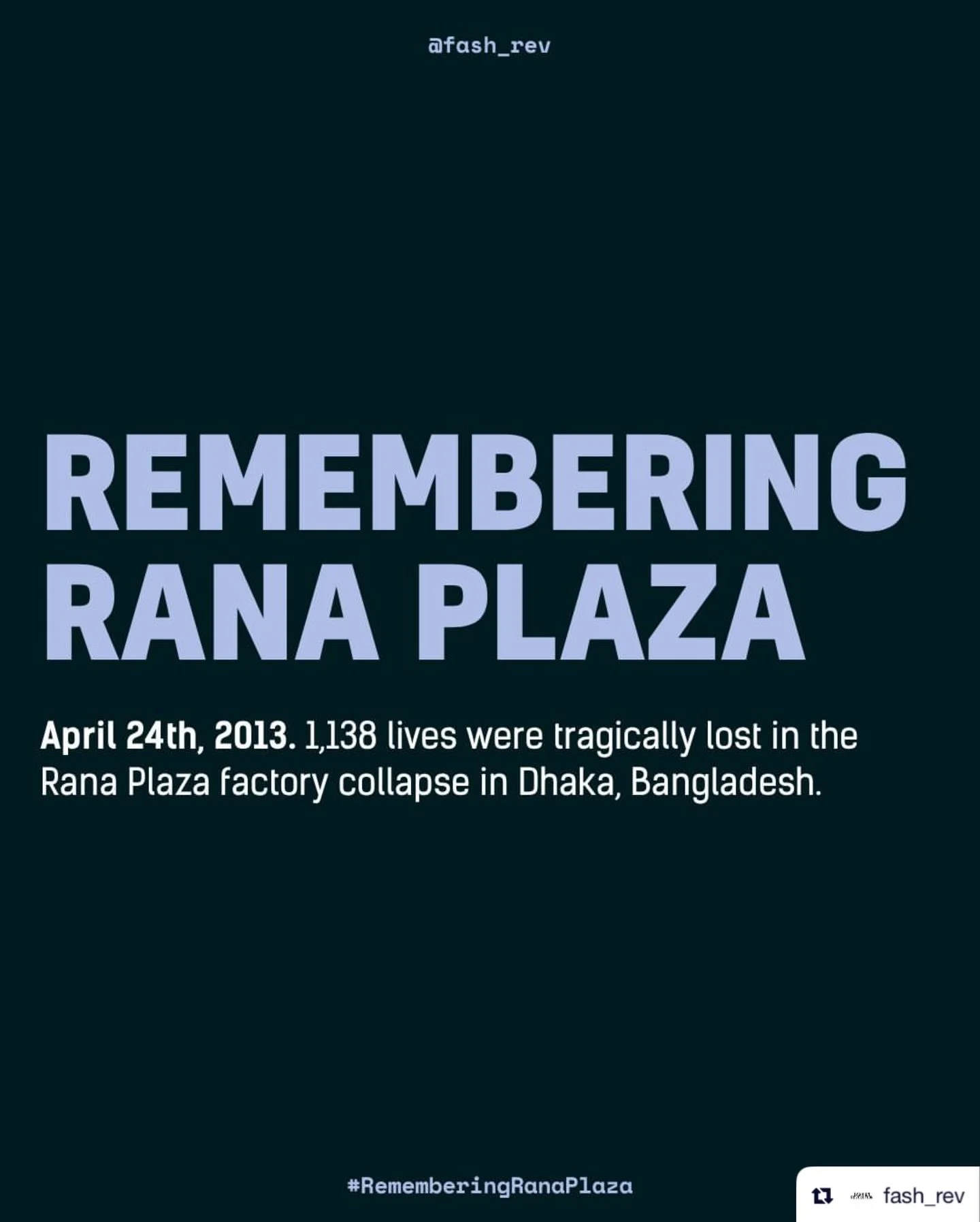 This tragedy could have been prevented by a more responsible and ethical fashion industry.

Putting people and planet over profit is at the heart of what we do with the ReFashion Show @refashionshow.

Thank you for being here and supporting the movem
