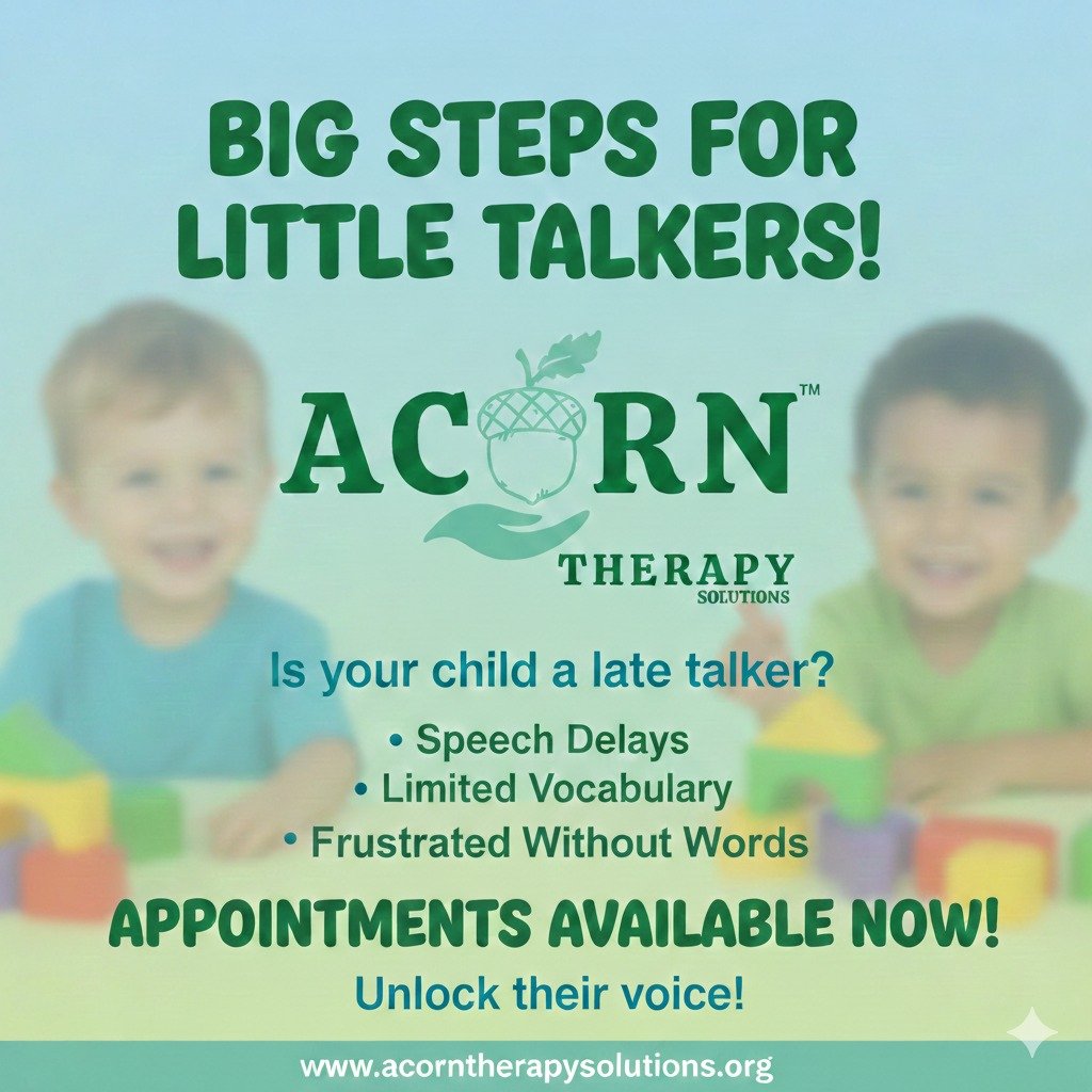 Ready to see your "Little Talker" take Big Steps? 👣

Is your child:
&bull; Struggling with a speech delay?
&bull; Using a limited vocabulary?
&bull; Feeling frustrated when trying to communicate?

We can help!

✅ Appointments Available Now