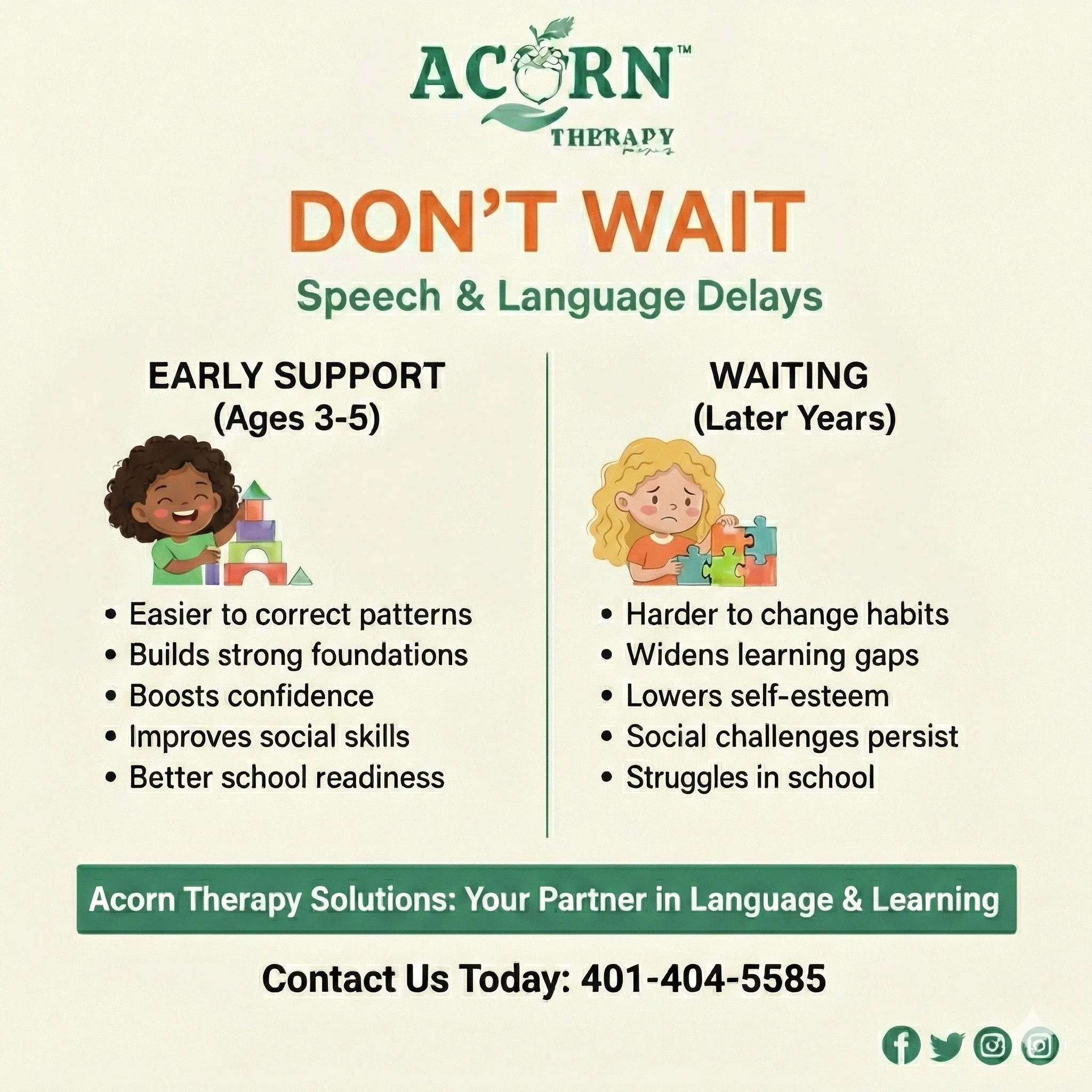 Not sure if your child is on track? It&rsquo;s always better to check than to "wait and see." 💡
Early intervention is the key to unlocking their full potential!

✨ We have openings available NOW. Skip the waitlist and start seeing progress