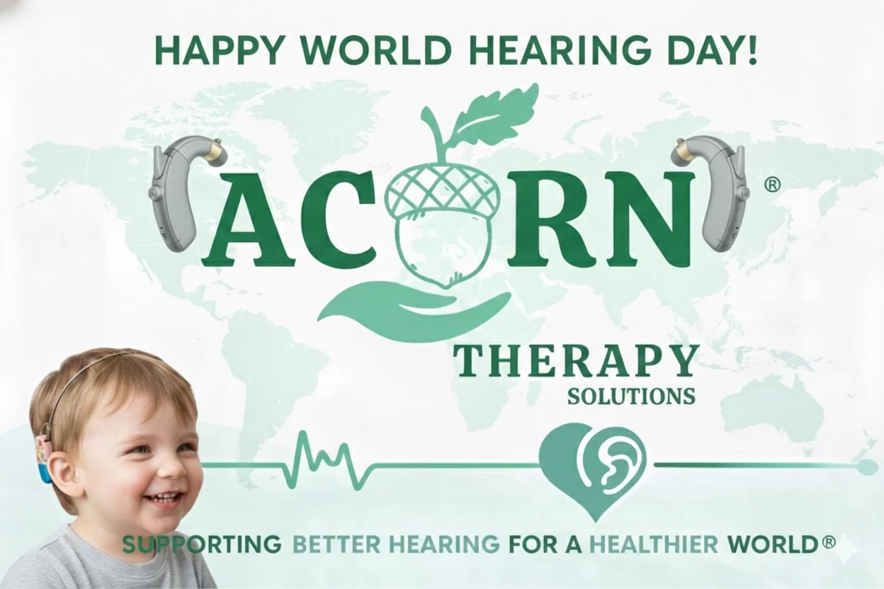 World Hearing Day 2026: Changing the World, One Connection at a Time. 🌎👂
At Acorn Therapy Solutions, we believe every child deserves to be heard and understood. Whether your little one uses traditional hearing aids, a cochlear implant, or a bone co