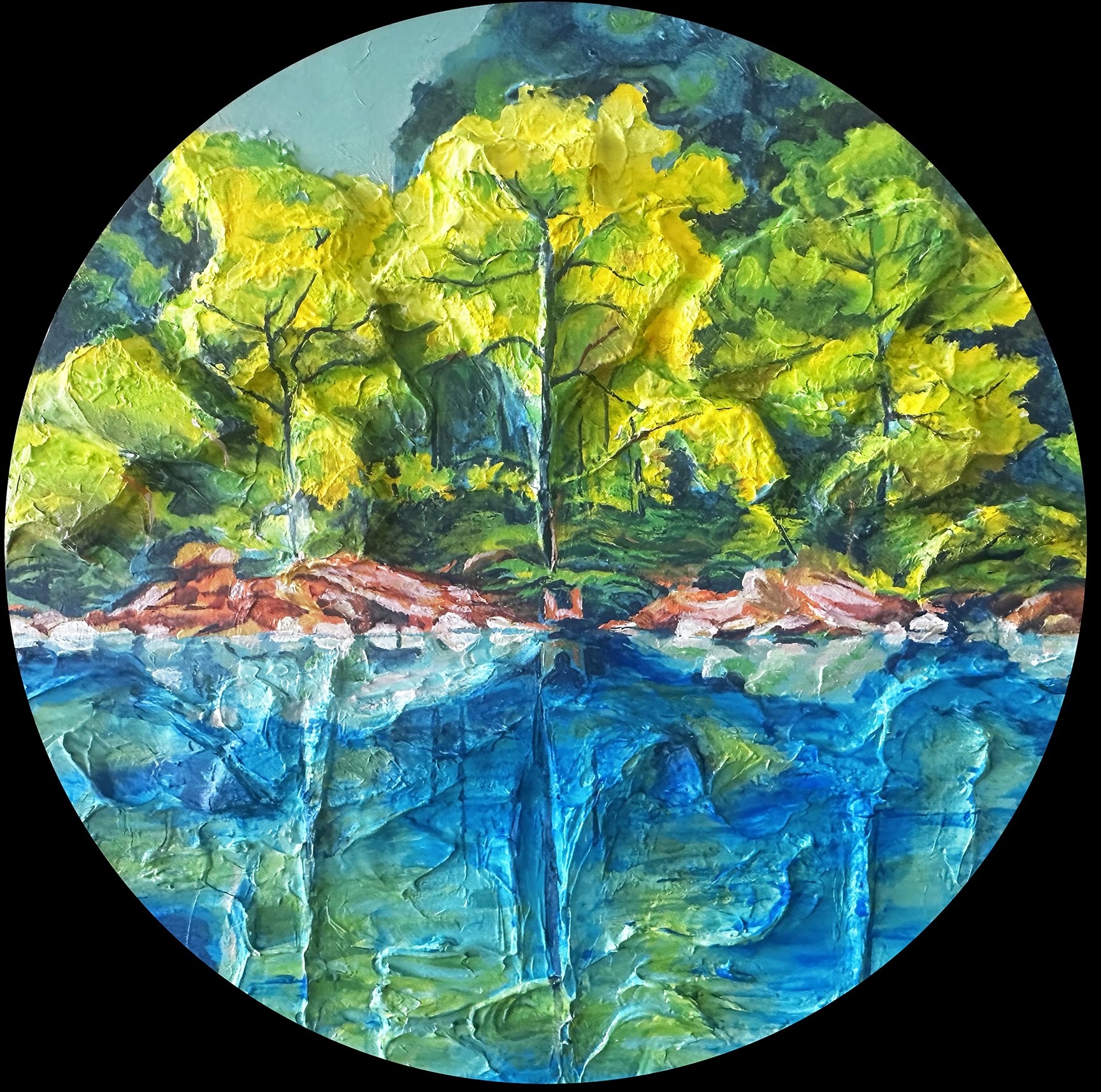 Morikami Gardens, 12" round acrylic on wood