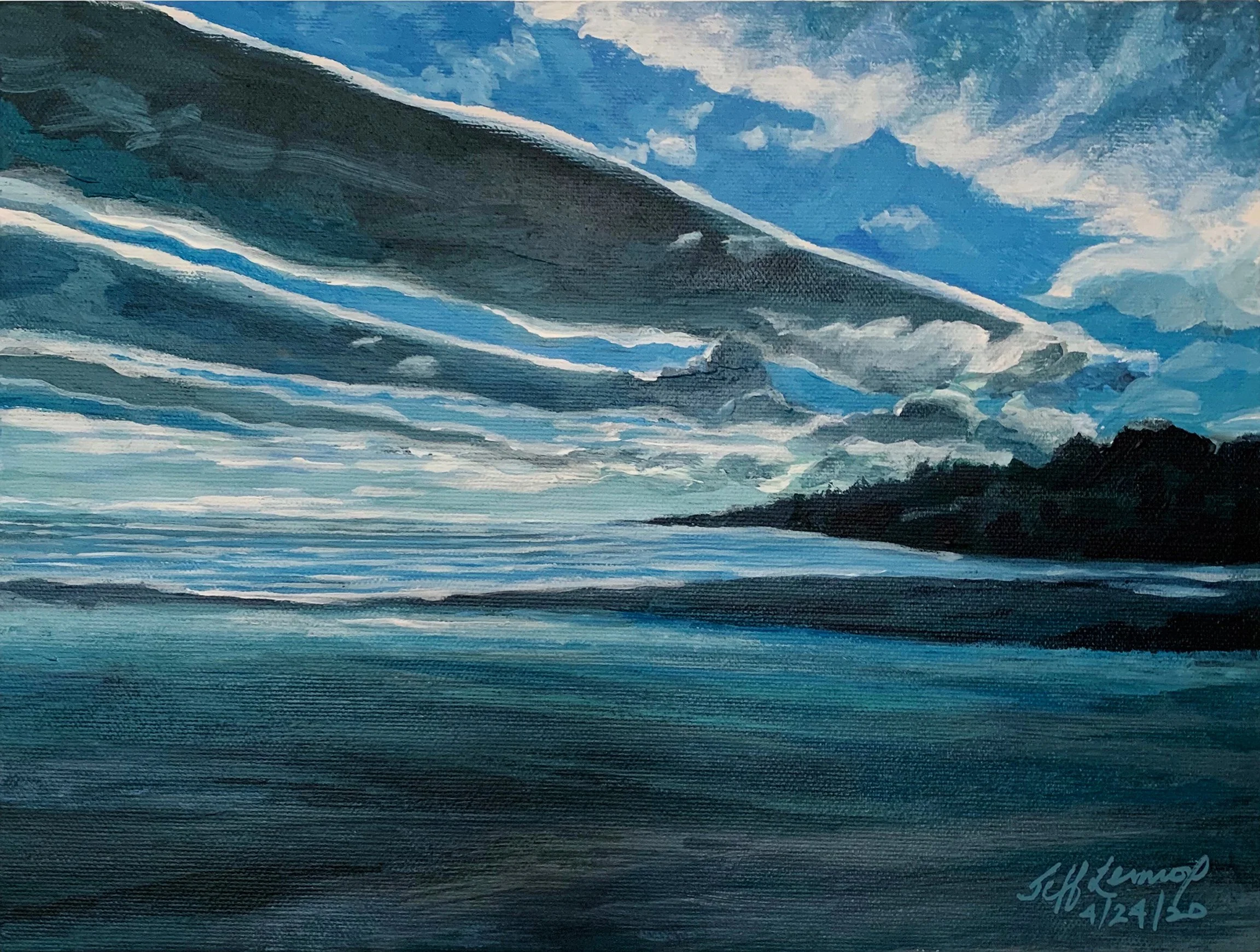 Clouds Over Ogunquit, 12” x 9” oil on canvas board