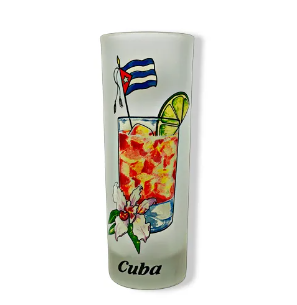 Cuba Libre Frosted Glass with Recipe on Back