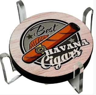 Set of 4 Coasters for your Cigar Bar 3 3/4″ Diameter