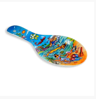 Ceramic Spoon Rest with Cuban Motifs