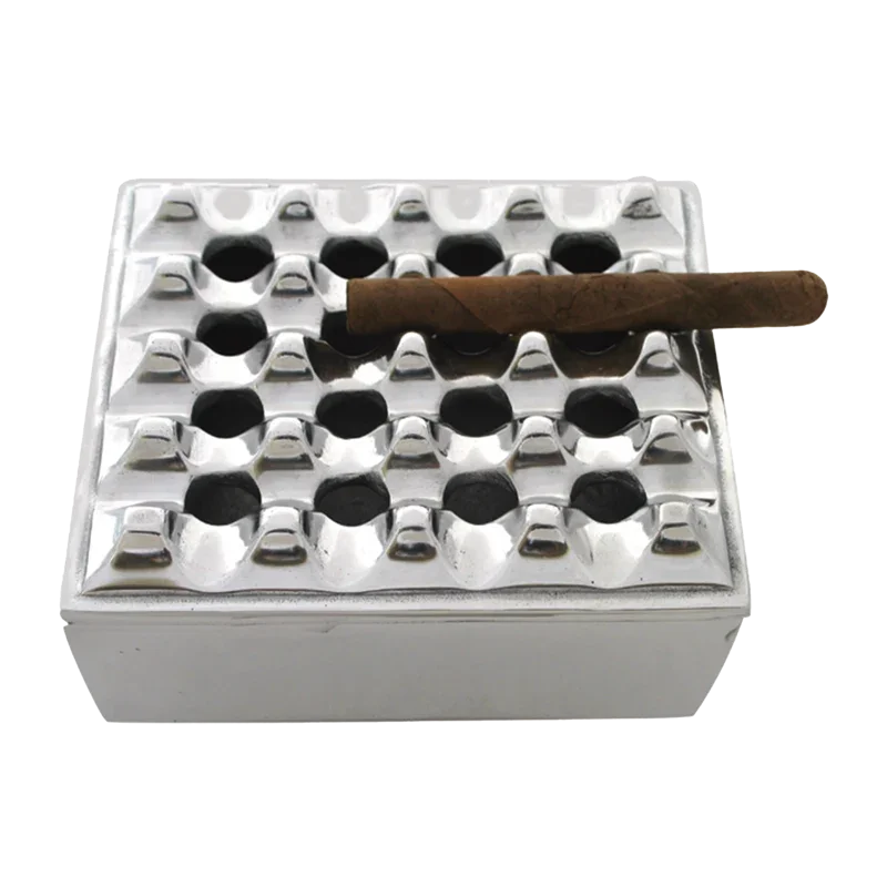 My Island Silver Pewter Square Grid Ashtray