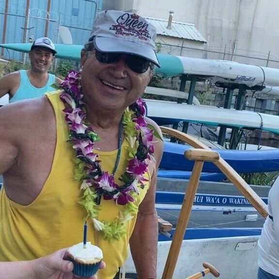 August is one of our favorite  months! And it's not just because we have lots of races in beautiful weather, it's also because it is the birth month of our Po'o Wa'a (head of our canoe club), Uncle Stan! Here we are celebrating his 80th birthday on o