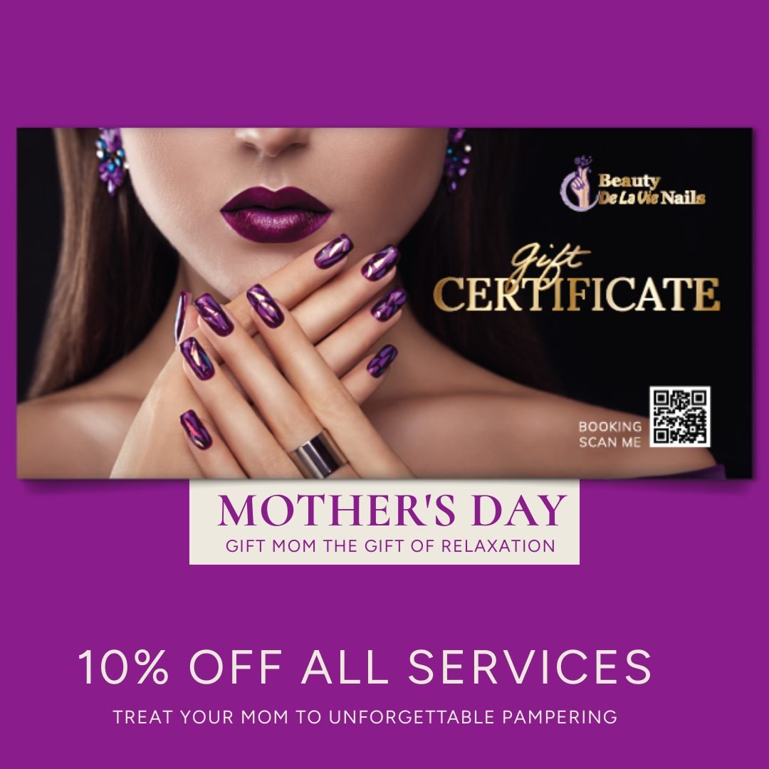 🌷💖 Treat Your Mom to Unforgettable Pampering at Beauty de la Vie Nails This Mother's Day! 💖🌷

This Mother's Day, nothing says &quot;I love you&quot; like a gift certificate from Beauty de la Vie Nails. Give the special moms in your life the luxur