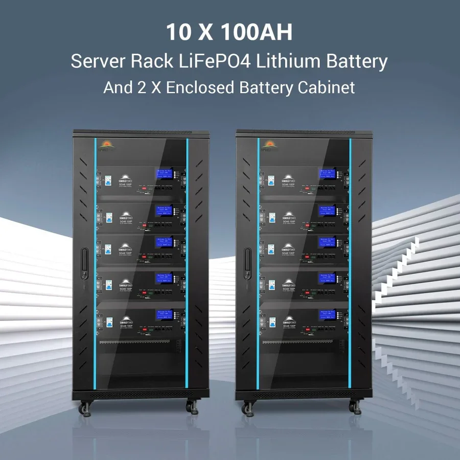 10X 48V 100AH Server Rack Batteries with battery cabinet