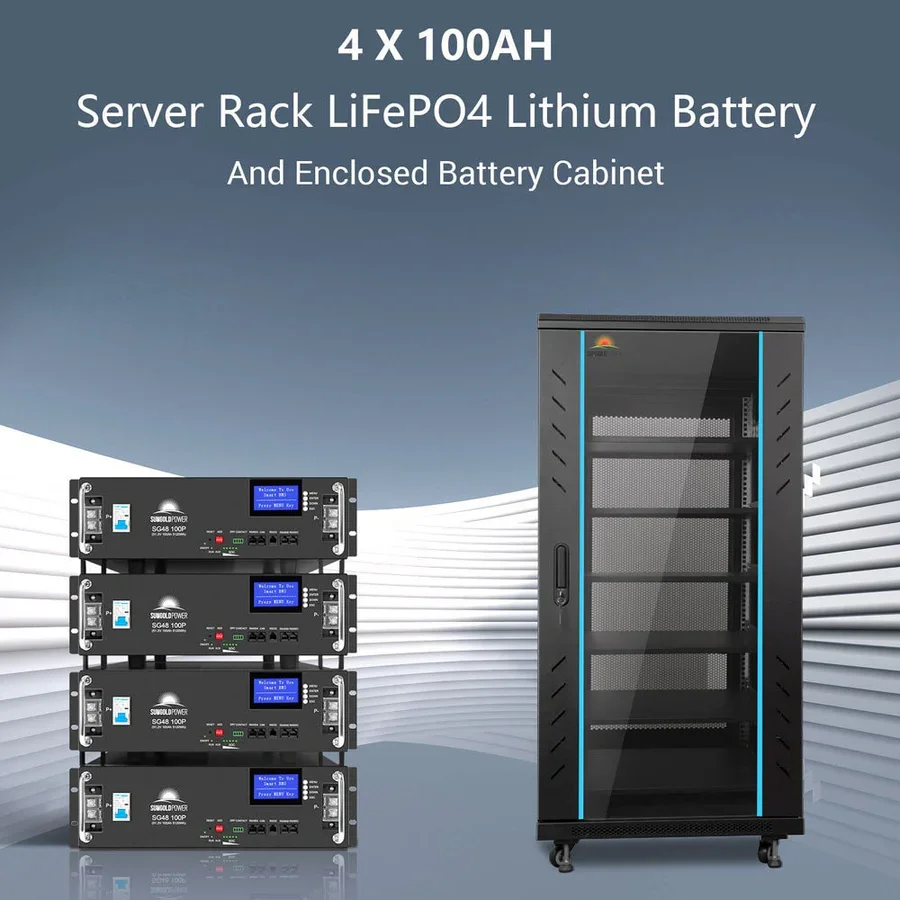 4X 48V 100AH Server Rack Batteries With Battery Cabinet