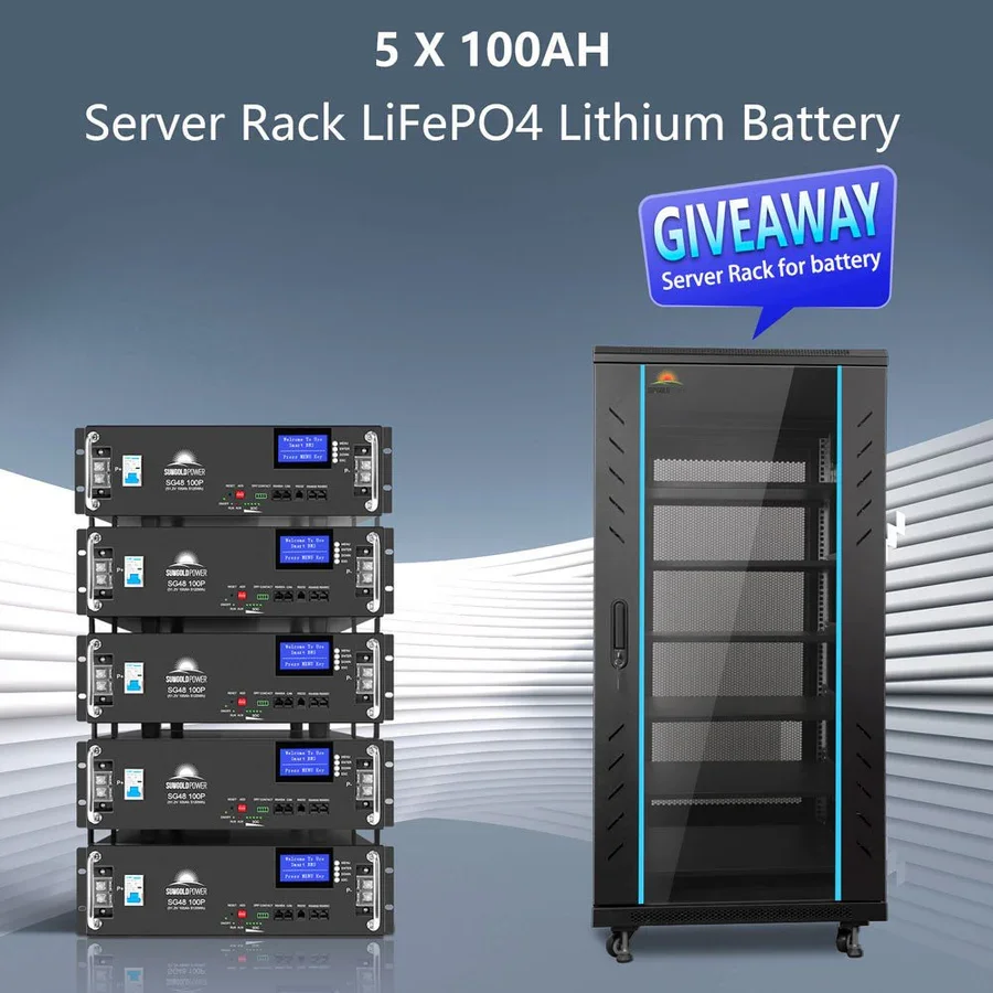 SGR-12K20E - Five Server Rack Batteries with Enclosed Battery Cabinet.webp