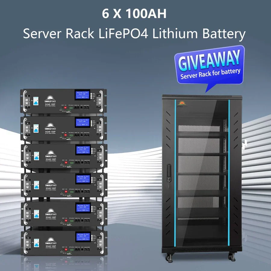 SGR-18K20E &amp; 15K20E - Six Server Rack Batteries with Enclosed Battery Cabinet