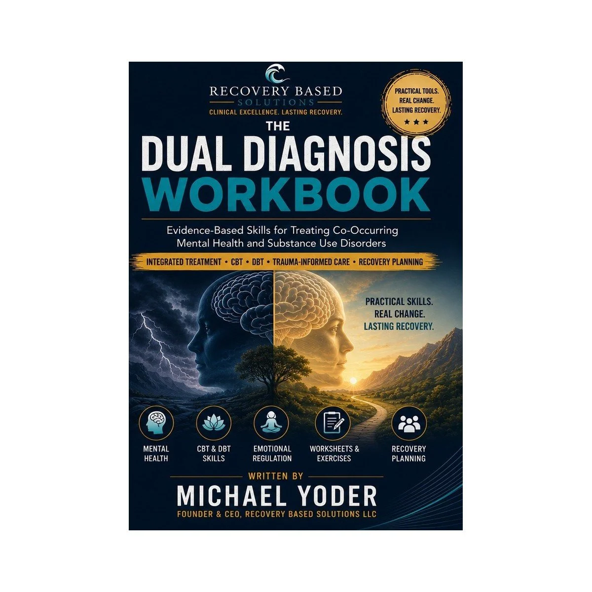 The Dual Diagnosis Workbook cover — evidence-based skills for co-occurring mental health and substance use disorders