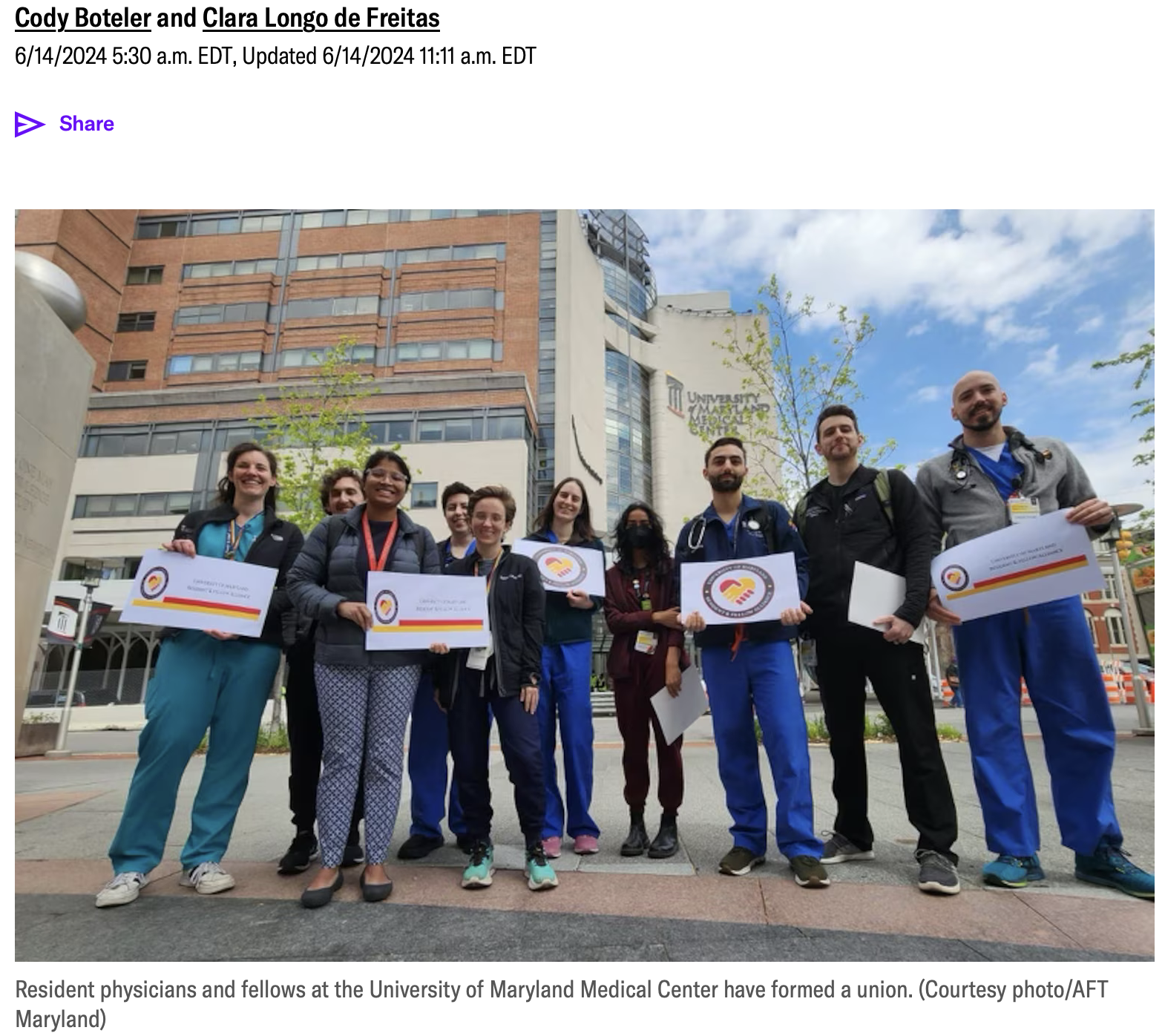 Baltimore Banner: Doctors at UMMC vote for forming a union by an overwhelming margin