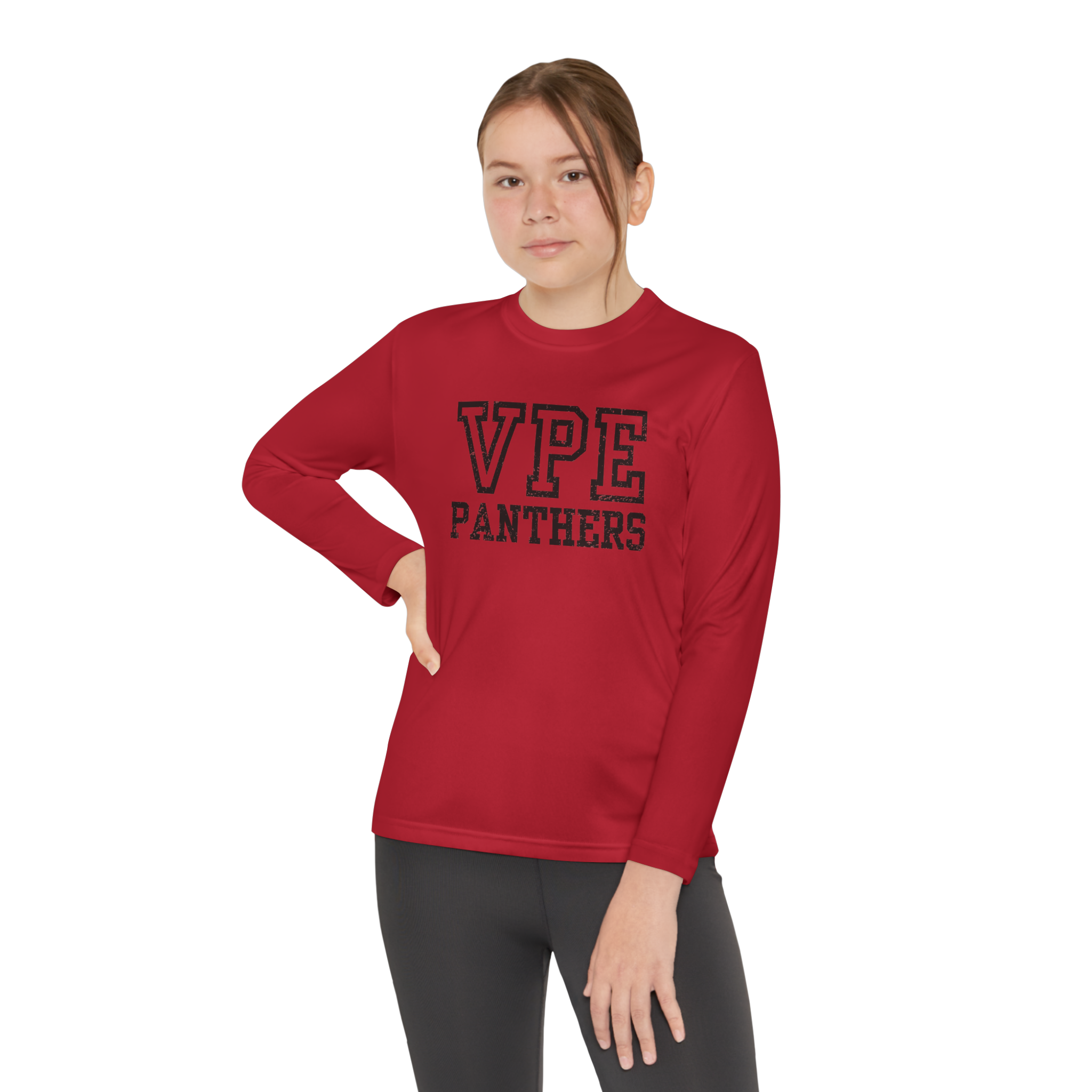 Youth Long Sleeve Varsity Moisture Wicking Panthers Competitor Tee