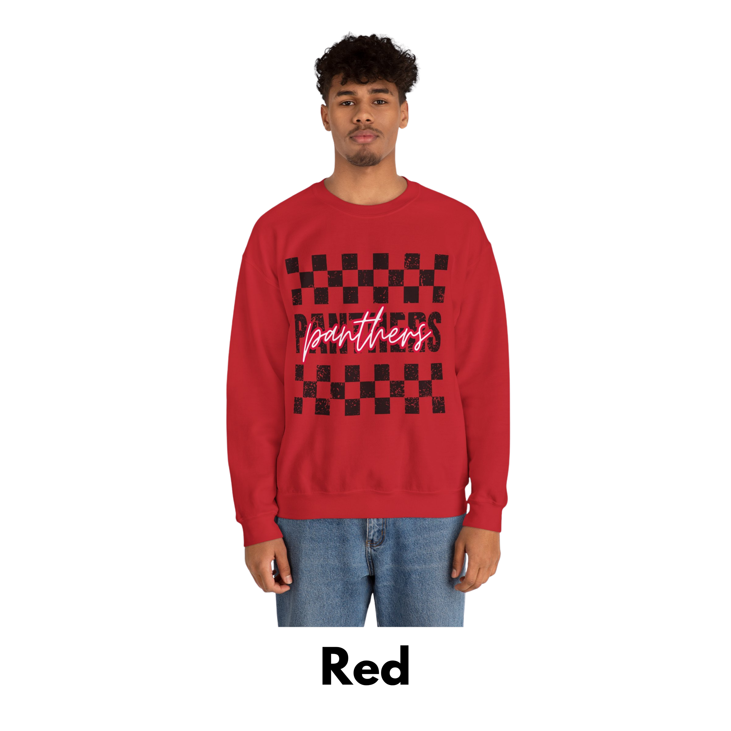 Adult Checkered Neon Panthers Crewneck