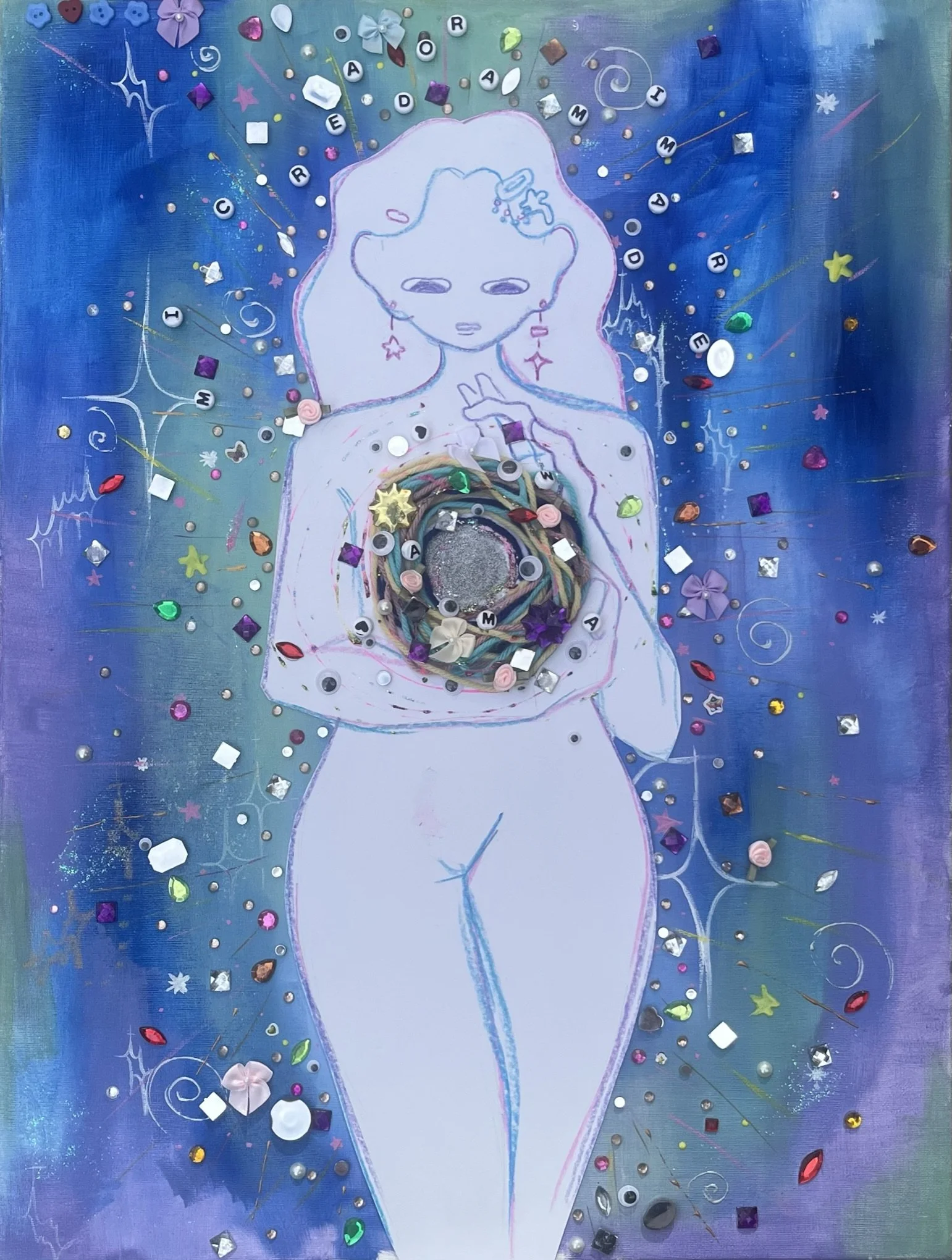 1 | "Mi Creadora"                                                                                
| Mixed Medium
| 24"x 18"
| 2023